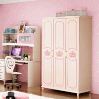 韩式田园板式儿童衣柜简易实木质衣柜开门3门衣柜现代简约平拉门