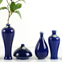 景德镇陶瓷迷你霁蓝小花瓶日式创意花器水培小花插家居装饰品摆件