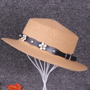 夏季天新款个性潮流女士草帽子女生包邮时尚平顶遮太阳帽大沿檐帽