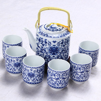 景德镇陶瓷大容量7头提梁壶茶具套装耐热凉水壶茶壶茶杯礼品包邮