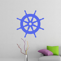 地中海风格墙贴纸 船舵图案蓝色客厅儿童房装饰纸 创意幼儿园贴