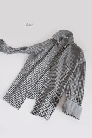 惠 ada+ 法式斯文黑白格日本先染柔棉长袖衬衫