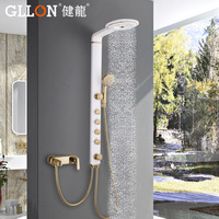健龙卫浴卫生间欧式花洒淋浴套装新款时尚太空铝淋浴器增压GL1301