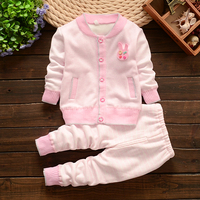 女宝宝秋冬装两件套0-1-2-3岁女童加厚卫衣韩版婴儿加绒套装新款