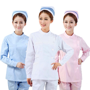 护士服夏装分体套装立领偏襟小褂白粉蓝绿色长短袖修身护士工作服