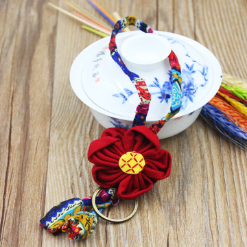 云南民族风特色布艺手工多彩向日葵花朵创意可爱简约钥匙扣