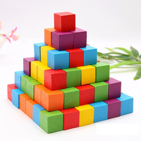 100粒彩色正方体积木木制儿童益智玩具立方体方木块数学教具