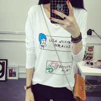 2017学生V领T恤秋装彩色长袖打底衫地摊货源韩版女装棉质上衣包邮
