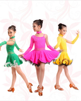 新款儿童拉丁舞服装女童裙少儿表演练功服女孩比赛演出服正品