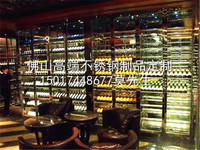 厂家承接香港餐厅嵌入式拉丝高档恒温不锈钢酒柜装饰工程