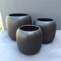 圆柱黑白色哑光陶瓷竖式花盆简约直筒形磨砂北欧鲜花绿萝吊兰水培