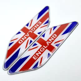 米字旗英国旗金属叶子板贴标 MINI 路虎个性划痕改装车贴