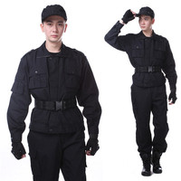冬季保安黑色作训服套装 迷彩服套装保安训练服 户外劳保工作服男