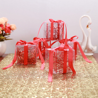 玫瑰浪漫绢花透明塑料盒子喜糖盒子婚礼用品喜糖盒欧式创意喜糖袋