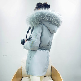 高端2016新款冬装 韩版貉子大毛领 修身中长款加厚羽绒服 女