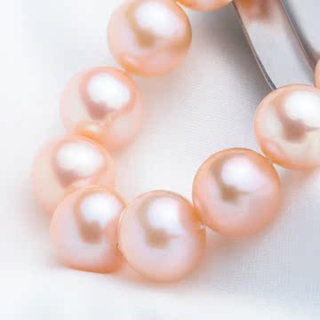 粉色珍珠项链纯银防过敏天然海水送女友送妈妈生日