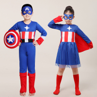 六一儿童节服装亲子节目表演cosplay美国队长服装儿童男女紧身衣