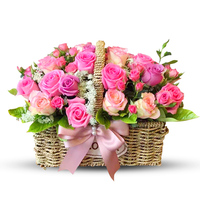 上海鲜花速递绣球玫瑰手提花篮送女朋友爱人生日同城花店圣诞送花