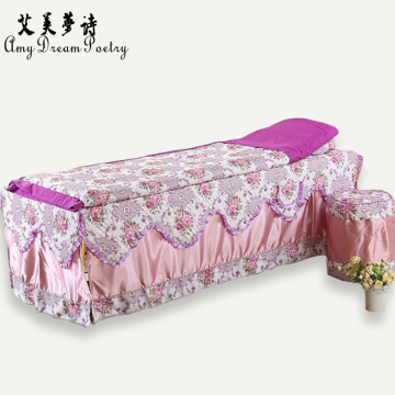 2016热销美容院床上四件套田园花卉图案床罩粉色紫色店长推荐款式