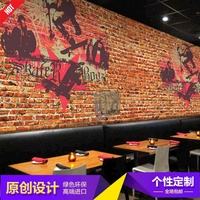 欧式复古红砖墙砖纹街头涂鸦大型壁画咖啡厅酒吧滑板鞋背景墙纸