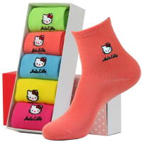 秋季女袜子中筒纯棉防臭袜中腰糖果色卡通袜韩国可爱女式袜礼盒袜