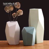 现代简约纯色几何桌面花瓶摆件创意彩色插花花器样板房软装饰品