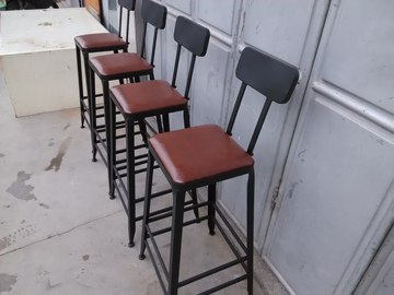 星巴克长桌椅组合扎啤酒吧台椅实木铁艺复古咖啡厅高脚凳套装欧式