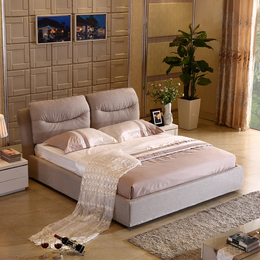 小铭记布艺床简约现代1.51.8米双人床可拆洗布床小户型布艺储物床