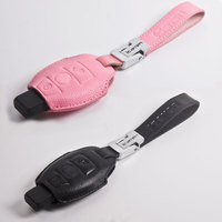 艾卡朗钥匙包专用于奔驰C级c200L S级 GLA GLC 男女真皮套黑粉红