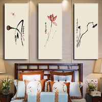 齐白石中国风室内组合时尚客厅荷花装饰画新中式床头有框挂画壁画