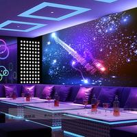 定制3d梦幻吉他星空音符大型壁画咖啡厅酒吧ktv包厢音乐墙纸壁纸