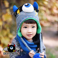 韩国devilwing小恶魔 冬季保暖帽子围巾套装 绒线帽 5-10岁DW015
