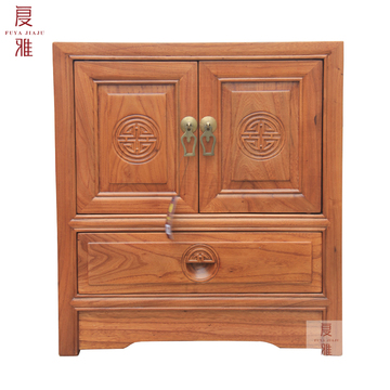 实木床头柜中式榆木角柜现代中式边柜古典榆木柜子新中式实木小柜