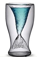 我爱美人鱼双层高硼硅耐热造型玻璃杯红酒杯创意杯子茶杯