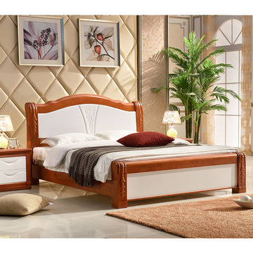 新品地中海白色纯实木橡木床1.5 1.8米高箱卧室家具包安装