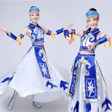 新款蒙古族演出服女装少数民族服装女装彝族服装舞台演出服大摆裙