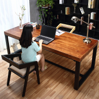 美式实木家用电脑桌简约电脑台式桌子书桌写字桌木桌工作台办公桌