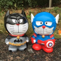 儿童创意卡通搪胶美国队长叮当猫存钱罐小孩子防摔蝙蝠侠储蓄罐