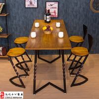 美式铁艺酒吧桌高脚桌椅奶茶吧台桌椅简约餐厅桌椅组合咖啡厅桌椅