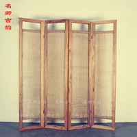 新中式老榆木家具定制 简约现代屏风 落地花窗折屏 卧室隔断