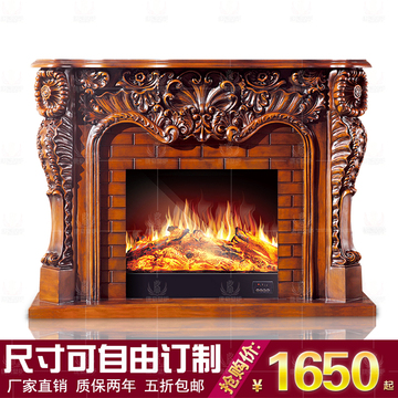 欧式实木雕花壁架定制装饰柜仿真火焰装饰炉芯取暖器电壁炉芯