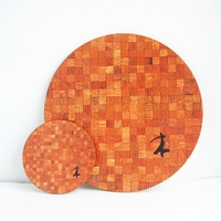 木匠小屋 定制款 格子木纹 软木材质 杯垫 锅垫 优质