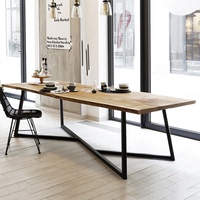 美式实木会议桌长桌简约现代长方形loft办公桌铁艺书桌工业风桌椅