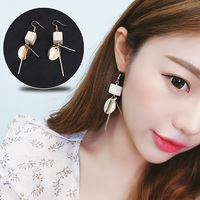纯姿韩国复古木质方块几何耳环 圆片金属女款装饰耳钉耳环耳坠