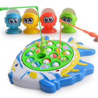 儿童电动音乐钓鱼玩具宝宝益智旋转钓鱼盘1-3岁亲子互动玩具包邮