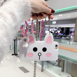 韩国卡通小熊iPhone7手机壳 苹果7plus 硅胶挂链子斜挎保护套潮女
