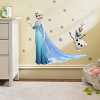 迪士尼卡通冰雪奇缘艾莎雪墙贴纸儿童房卧室装饰墙纸贴画壁纸自粘