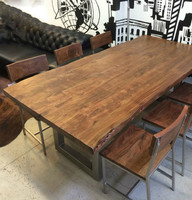 美式铁艺餐桌复古实木家具办公会议电脑桌洽谈桌书桌咖啡桌工作台
